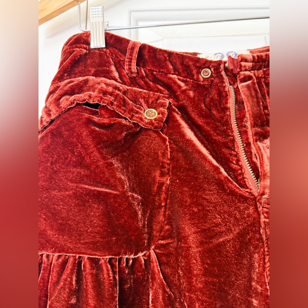 We The Free | Velvet Wide-Leg Pants in Rich Orange Red - Picture 4 of 5